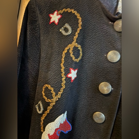 BMW Vintage Black Embroidered Horse Jacket; Has shoulder pads; Size M - Picture 4 of 9